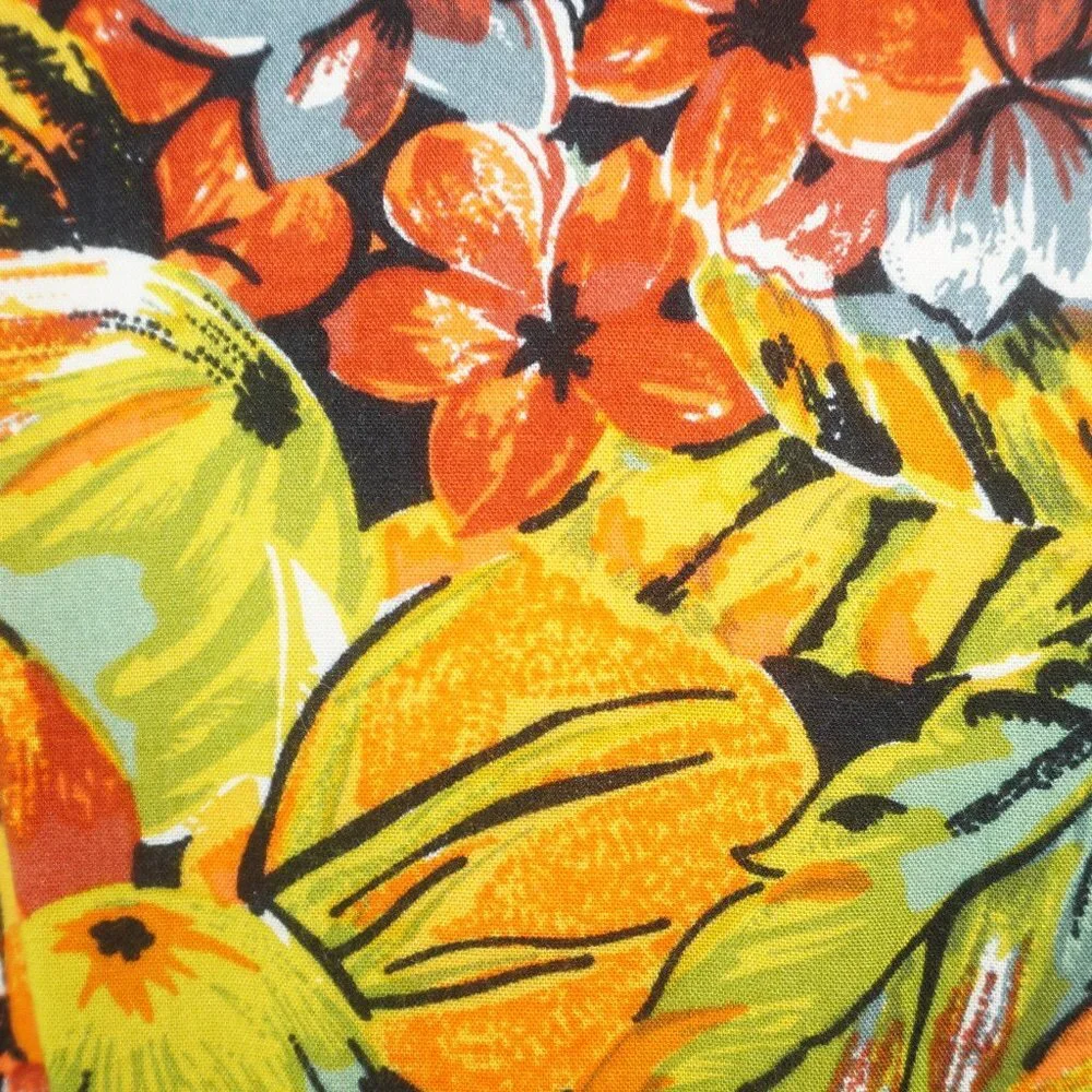 Vintage 80s Tropical Floral Print Dress 12 - Picture 7 of 11